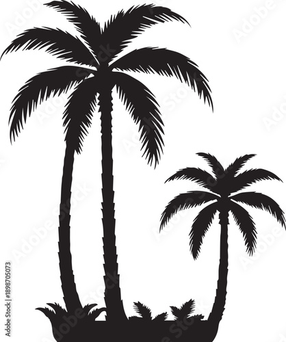 Palm tree silhouette set nature vector isolated on white background 