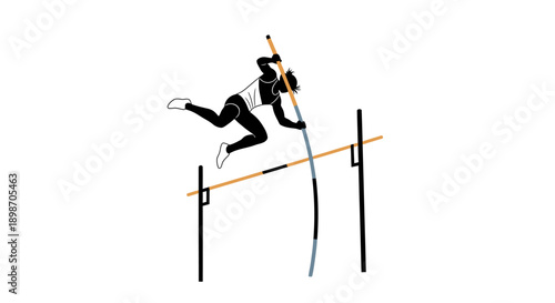 Athlete performing high jump with pole vault technique