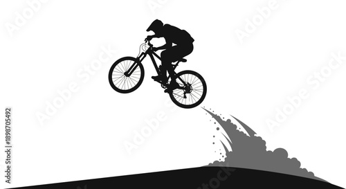Biker performs daring stunt on mountain bike with dramatic splash