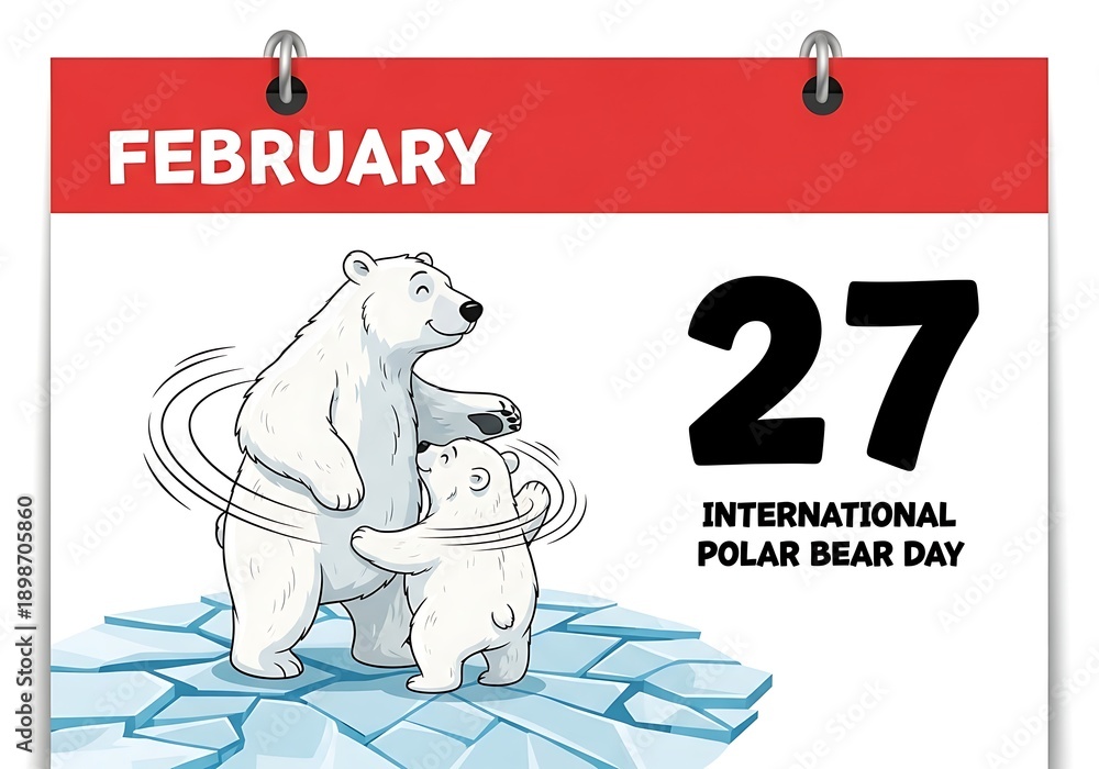 Obraz premium February 27 international polar bear day illustration