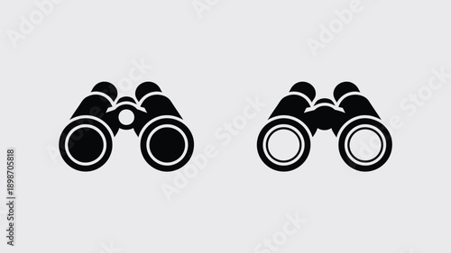 Two pairs of binoculars with a mountain range in the background. isolated on white background, Vector, illustration