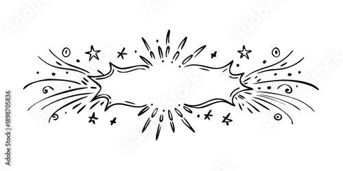 Hand drawn doodle burst frame with radiating rays. Creative sparkle symbol for exclamations, focus points and decorative accents. Vector illustration .vector icon