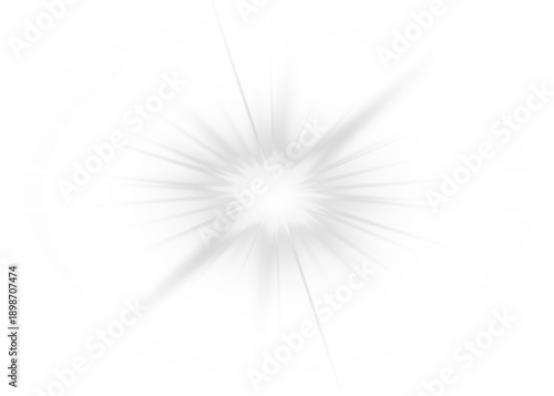 Radiant white sun light beams and rays glow across neon stage.
