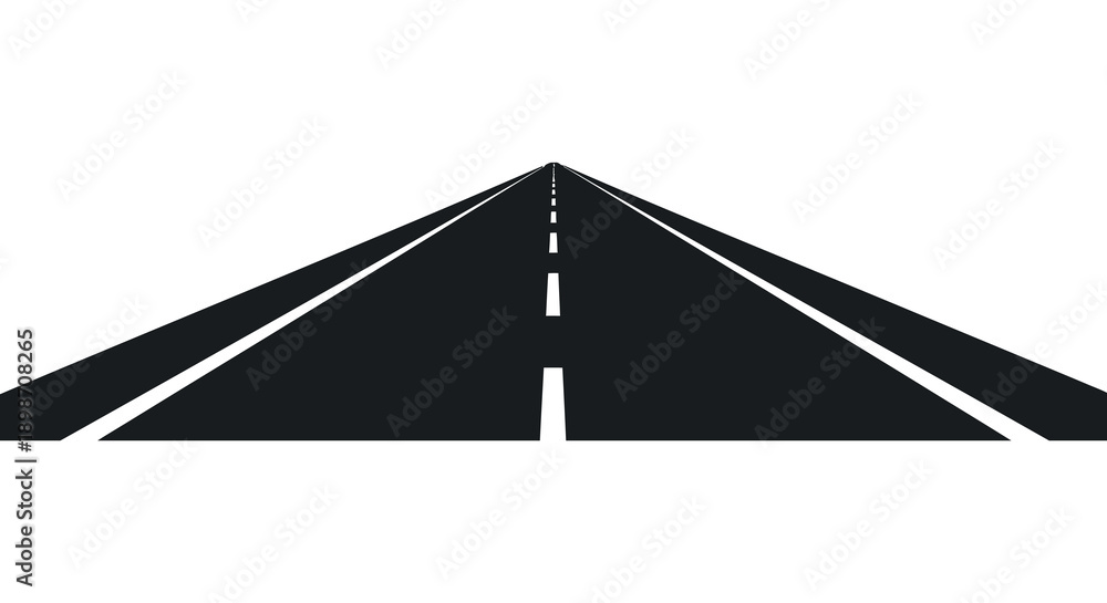 Fototapeta premium A strikingly minimalist composition depicts a long straight road receding into the distance entirely in black silhouette high quality professional