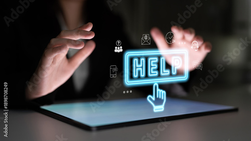Bilde på lerret Digital customer support system provides quick assistance, real-time chat, and communication solutions, improving service efficiency, response time, and user satisfaction