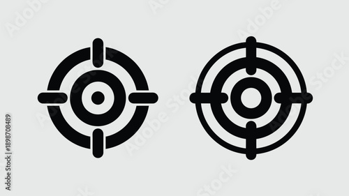 Two crosshair target icons displayed side by side in black and white. isolated on white background, Vector, illustration