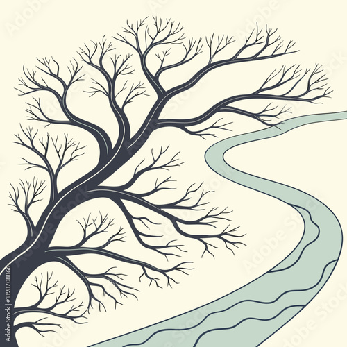 River Delta - Smooth Geometric Minimalist Vector