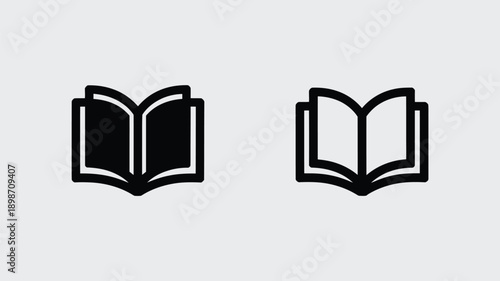 Two stylized icons of open books facing opposite directions isolated on white background, Vector, illustration