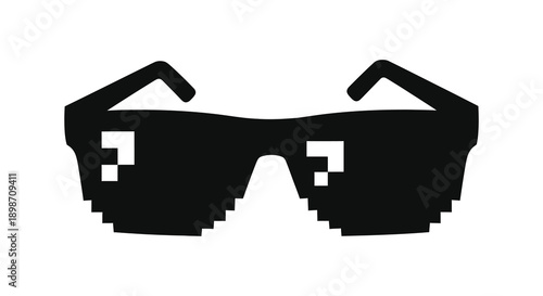 A striking black pixelated sunglasses design dominates the frame offering a bold statement and modern aesthetic silhouette high quality professional