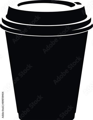 Disposable coffee cup silhouette, symbol of takeout, caffeine, urban lifestyle, beverage, drink, café culture, morning routine, refreshment, convenience