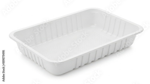 Empty white disposable food tray