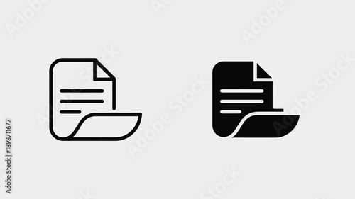 Two icons depicting different styles of document files with a sheet of paper effect. isolated on white background, Vector, illustration