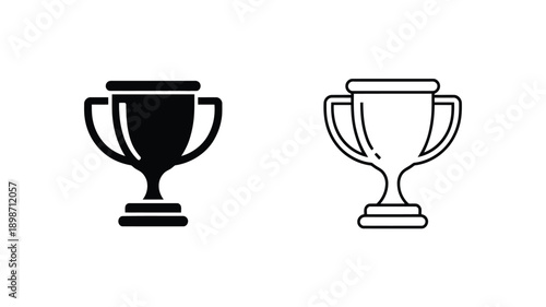 Two contrasting trophy icons displayed side by side in minimalist design isolated on white background, Vector, illustration
