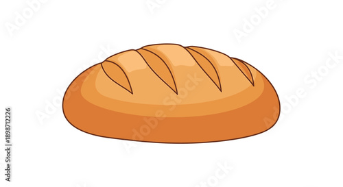 A cartoon illustration of a round loaf of bread with diagonal cuts on top.