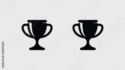 Two identical trophies symbolizing victory and achievement in a competition setting isolated on white background, Vector, illustration