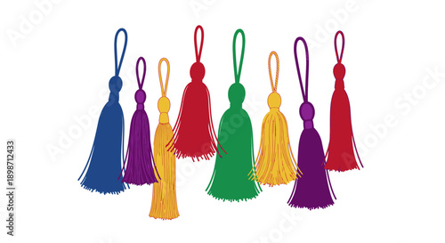 Colorful Tassels Arranged in a Vibrant Display.