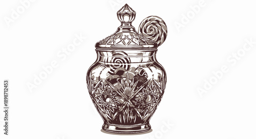 Ornate Ginger Jar with Intricate Design and Spiral Motif.