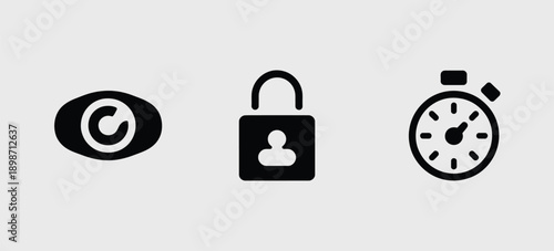Icons representing verification, security, and time management concepts. isolated on white background, Vector, illustration