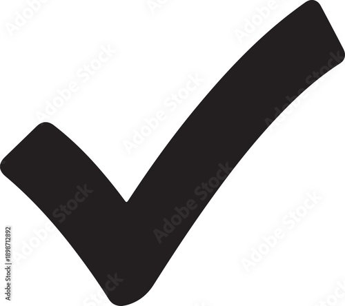 Black checkmark icon symbolizing approval and confirmation in a simple design