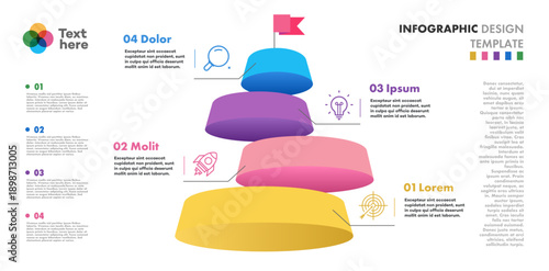 Infographic diagram template 4 level, part or options for marketing; workflow layout; processing; apps; webdesign; timelines;presentation; banner