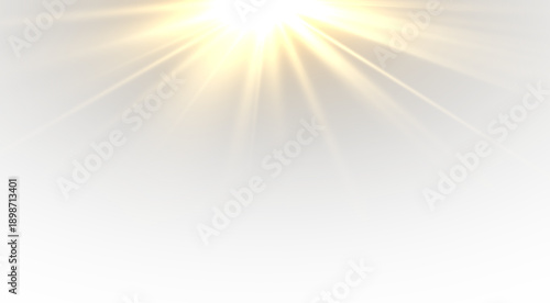 Glowing yellow sun with radiant beams and sparkling sunlight forming magical abstract bright background with luminous flare, sparkling effect and vector illustration design.
