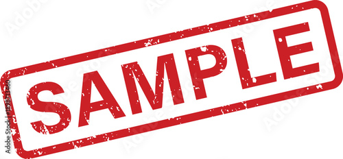 A vibrant red rubber stamp with a grunge texture clearly indicates the word SAMPLE diagonally on a clean white background