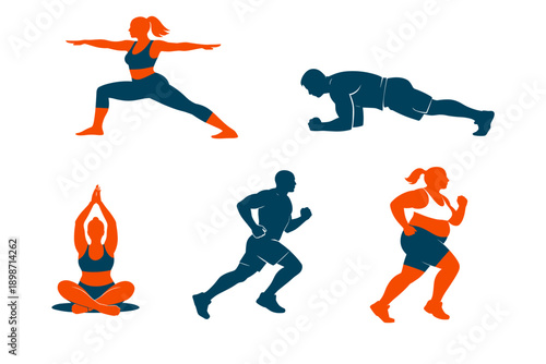 Diverse people engaged in various fitness activities, symbolizing health and wellness