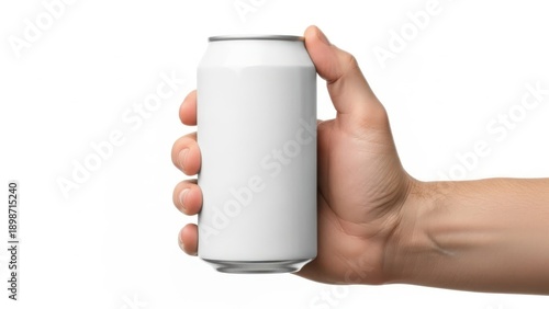 Hand holding a white soda can