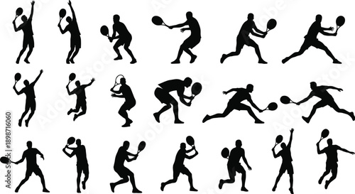 Archery athlete action silhouettes collection, archers running aiming shooting dynamic motion poses, black sport figures isolated on gray background illustration