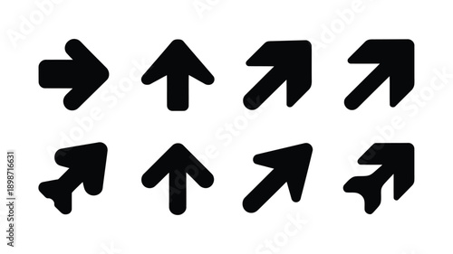 Collection of black arrow icons pointing in various directions arranged in a grid