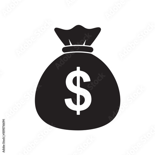 Money bag icon 3D illustration of cash and wealth