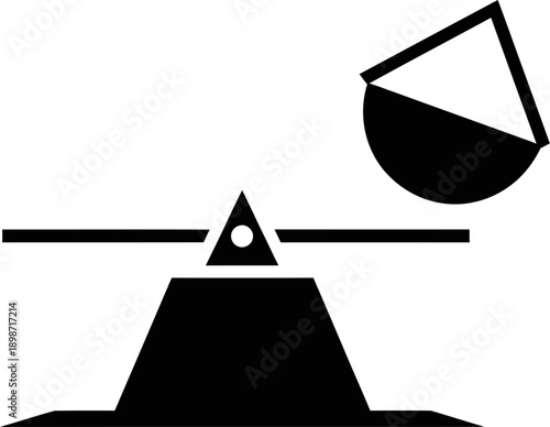 Pie chart on a balance scale with a triangle shaped fulcrum