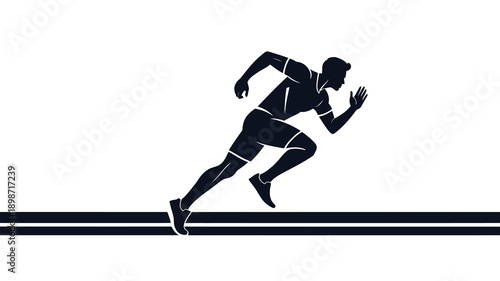 Silhouette of a male athlete sprinting on a track representing speed and fitness