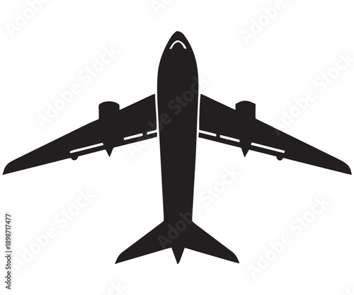 Airplane Silhouette Icon – Passenger Jet Vector .