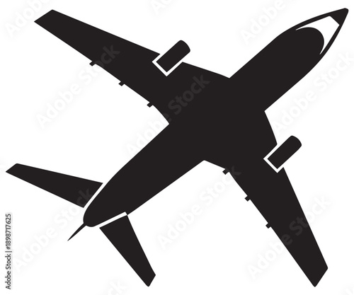 Airplane Silhouette Icon – Passenger Jet Vector .
