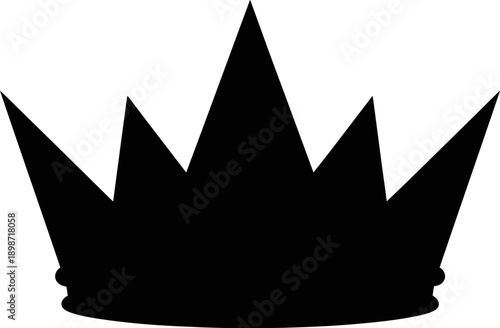 A black silhouette of a crown on a white background symbolizing royalty and power