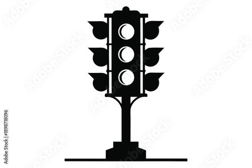 traffic light line art silhouette vector illustration