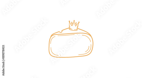 Simple orange illustration of a crown on a purse viewed from the front