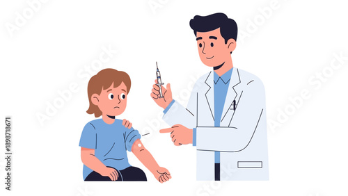 Vaccination: A doctor preparing to administer a vaccine to a young patient, highlighting the importance of preventative healthcare.