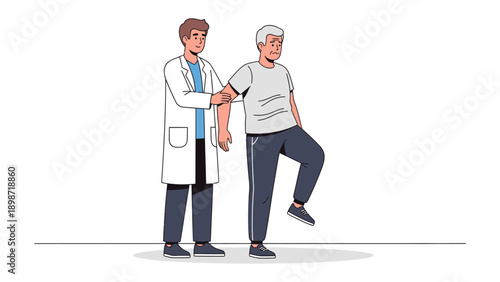 Physical Therapy Assistance: A healthcare professional assists a senior patient in a focused physical therapy session, promoting mobility and well-being.