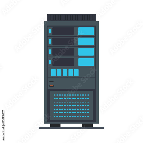 Server Rack Data Center Equipment Flat Vector Illustration