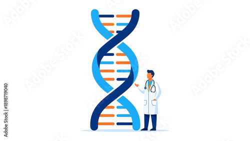DNA Doctor's Insight: A medical professional, stethoscope in hand, stands beside a mesmerizing DNA strand. The image symbolizes a scientific breakthrough in genetic understanding.