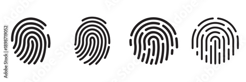 Fingerprint Scanning Vector Icon Set – Digital Security, Identity Verification, Biometric Authentication, Password 
Protection and Signature Symbols