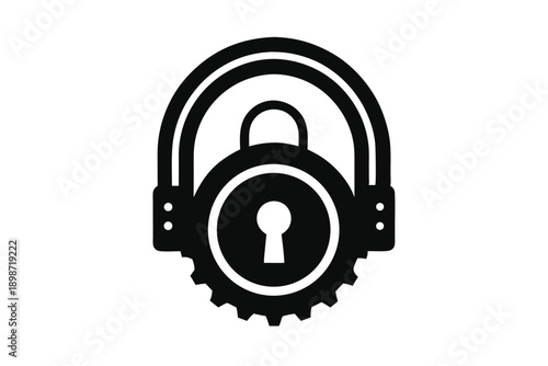 bike lock line art silhouette vector illustration