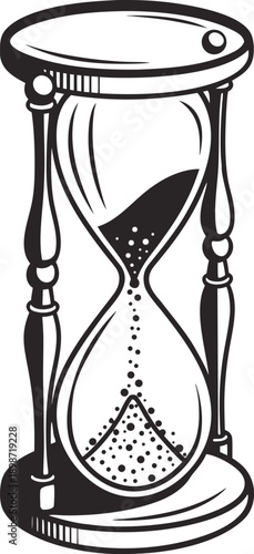Vintage hourglass timer icon black and white vector illustration