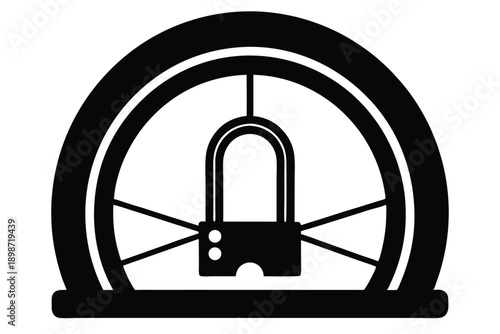 bike lock line art silhouette vector illustration