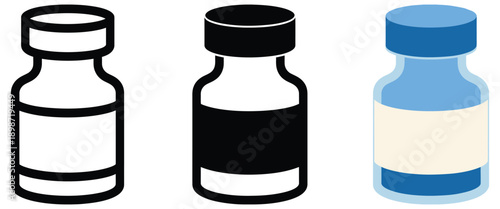 Medical vial vector icon isolated on transparent background, depicting medicine, vaccine, laboratory, and healthcare symbols suitable for digital, print, and educational medical projects.