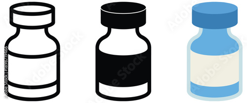 Medical vial vector illustration isolated on transparent background, including medicine, lab, vaccine, and healthcare icons for pharmaceutical, medical, and scientific design and presentation purposes
