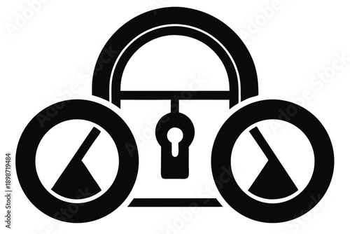 bike lock line art silhouette vector illustration