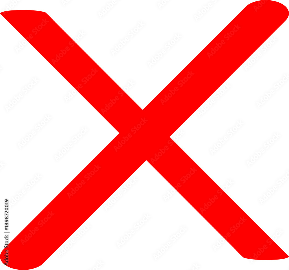 Fototapeta premium Striking red X symbol on clean white background for clear communication